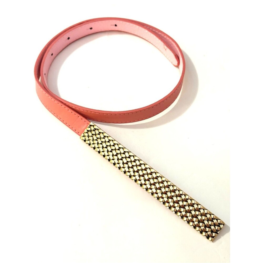 NWT Salmon Women’s Faux Leather Belt with Gold-Tone Detail fits 26-32”
